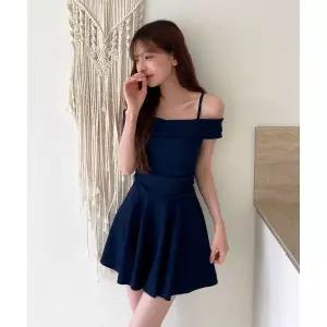 매장정품 몽돌 MONGDOL 오프숄더 스트랩 플레어 모노키니 네이비 MDSW007STNAVY 244402