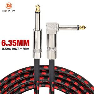 고 일렉트릭 기타 케이블 땋은 1/4 피트 잭 90도 TS 6.5mm 오디오 모노 케이블베이스 전기 상자