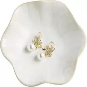 보석 접시 트레이 링 세라믹 장신구 열쇠 그릇 장식 친구 자매 딸 어머니(밀키 화이트)용