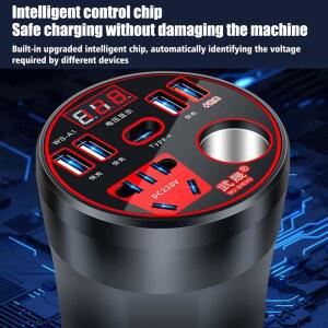 호환 200W 다기능 자동차 POWER LOGIC 인버터 12V/24V 220V 변환기 Led 디스플레이 충전기 소켓 빠른 충전 자동차 액세서리