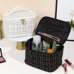 화장품파우치 화장품 메이크업 트위드 손잡이 파우치 가방