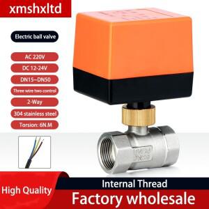 AC220V DC12V-24V 전기 스레드 스테인레스 스틸 볼 밸브 2 제어 3 선 솔레노이드 워터 액츄에이터 DN15/20/