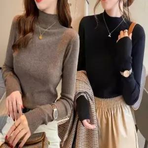 [옷은날개] 여성 가을 하프 반목 터틀넥 니트 스웨터 슬림핏 이너