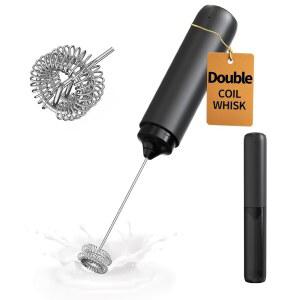 서클 조이 충전식 우유 거품기 한헬드, 듀얼 코일 전기 커피 거품기, 말차 라떼 카푸치노용 휴대용 핸드 및 믹서, 주방 선물, 블랙