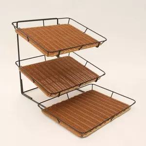 3단 라탄 빵트레이 진열대 바스켓 스탠드 빵트레이 라탄트레이