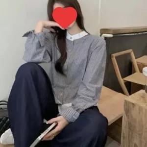 [SBD] 셔츠 스트라이프 여자 배색 블라우스 클래식 차이나넥