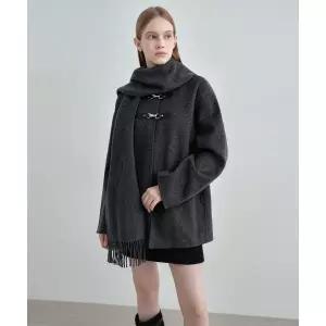 매장정품 몽돌 MONGDOL 울 캐시미어 핸드메이드 머플러 코트 차콜 MDCT016CHARCOAL 244364