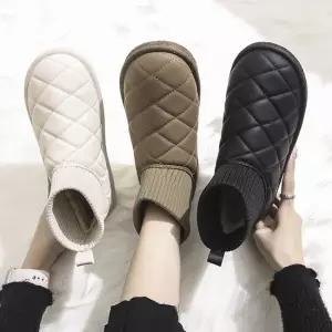 패딩 부츠 발목 니트 털 안감 겨울 방한 슈즈 캐주얼 여자가을신발 앵글부추 발목부츠