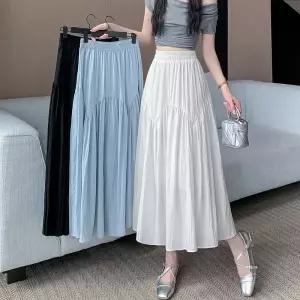 여성 스커트 여름슬림핏 빅 플리츠 케이크 A라인 롱 B07Z2J 원템1