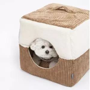 [반려] 사각 하우스 휴식 피넛브라운 쿠션 2IN1 강아지 1P M