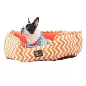 [반려] 1P 오렌지 분리형 쿠션 강아지 팔각 방석 중형 침대