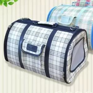 [반려] 네이비 외출 체크 가방 파스텔 이동 강아지 1P 중형