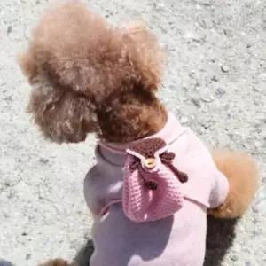[반려] 강아지 패션 뜨개 힙색 1P 가방 산책 핑크 매는 착용