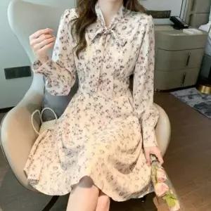 스트링 플레어 플라워 원피스