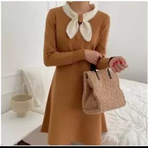 골지 A라인 원피스 타이 골지원피스 브라운 A라인원피