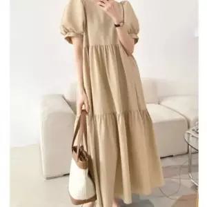 캉캉스커트 셔링 여유있는 체형커버 롱원피스 바캉스