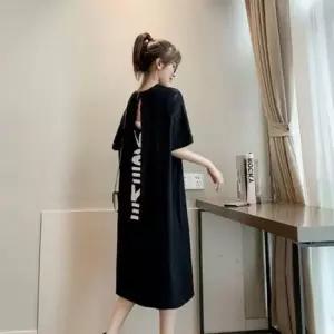 달라스 프린팅 반팔 롱 롱원피스 반전 트임 뒷 원피스