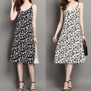 여자원피스 A라인 여성스커트 끈나시 플라워 데일리