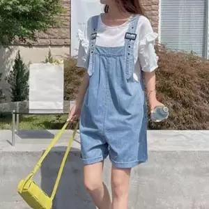 심플 데일리 여성 와이드 멜빵 스트랩 팬츠