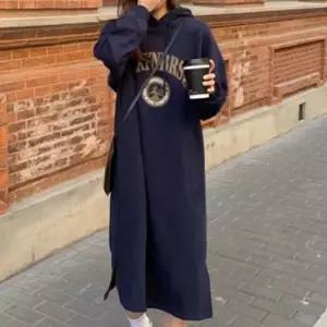 패션 여성 기모 안감 루즈핏 따뜻한 후드 롱 원피스