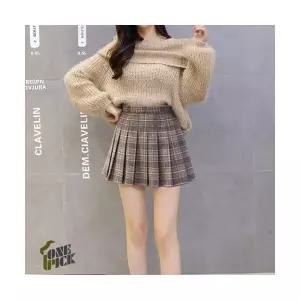 치마 모직 여성스커트 체크 라인 주광 방지 하이 춘추학원 OP3