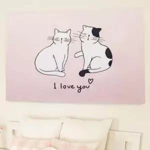 예쁜그림 인테리어 패브릭 그림 고양이 가림막 S 벽장식 인테리어장식 가림천 테피스트리