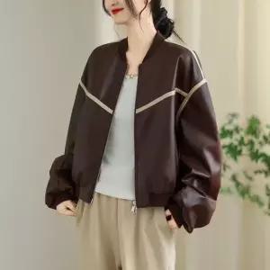 피로달 여친 캐주얼 가을 점퍼 야구 넥 잠바 가죽점퍼 PU가죽 HO3