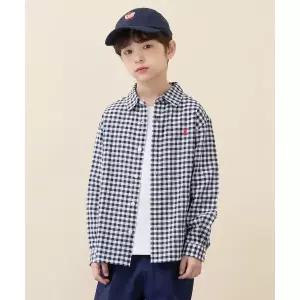 [국내매장판] 빈폴 키즈 스몰 깅엄 체크 셔츠 네이비 (BI6164U06R) BI6164U06R 250619