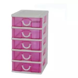 해피 서랍장5단(핑크) 미니서랍장 팬시정리함 미니서랍함 팬시보관함 책상서랍장 책상서랍함