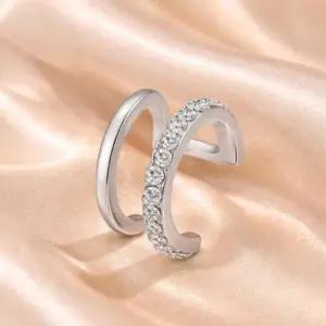 [라일리쥬얼리] Rly 노피어싱 이어커프 더블 링 큐빅 귀걸이 귓바퀴