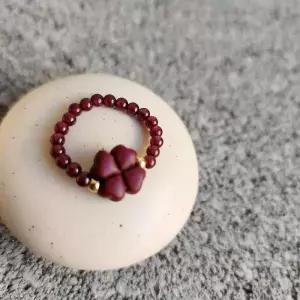 [라일리쥬얼리] Rly 가넷 행운 부적 네잎크로버 반지