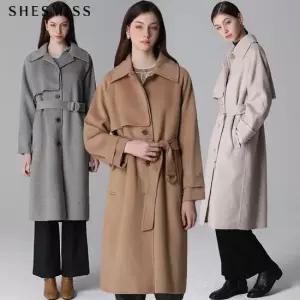 [쉬즈미스(SHESMISS)] 울 블렌디드 벨티드 롱 코트 (택가격718000원)