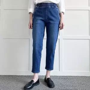 [하프클럽/]빅사이즈 603 밴딩슬림배기데님팬츠 DLOP825