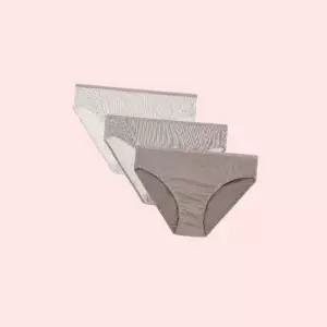 자주 JAJU 여 코튼 면 핀스트라이프 힙허거 팬티 속옷 언더웨어 3매 브라운 2412474842 4431892