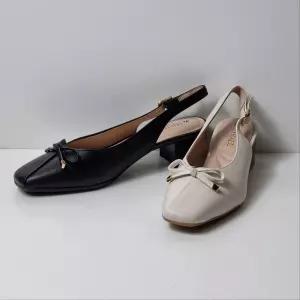 [탠디]123040SB2 여성 4cm 리본 슬링백 구두 미들굽 편한 데일리 출근 힐