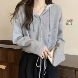 [SBD] 크롭 여성 간절기 세미 스트링 후드가디건 아우터 3색