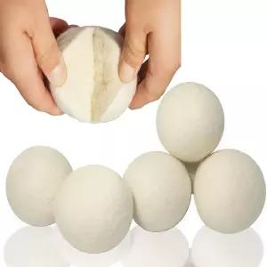 흰색 건조기 공 XL 세탁 재사용 가능 정전기 방지 보푸라기 제거제 6개 천연 섬유 유연제 옷 주름 감소 및