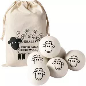 울 드라이어 볼 6팩 - 100 뉴질랜드 천연 섬유 유연제 재사용 가능 주름 및 건조 시간 단축 보푸라기 없는