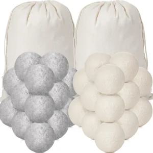 로우스트 32피스 울 드라이어 볼 세트 30 재사용 가능한 30개와 머슬린 백 세탁 원단 유연제 주름 방지