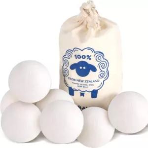 울 드라이어 볼 2.4 6팩 세탁 재사용 가능 천연 섬유 유연제 옷 주름 감소 건조 시간 단축 플라스틱 및