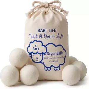 울 드라이어 볼 6팩 100 뉴질랜드 세탁용 재사용 가능한 천연 섬유 유연제 건조 시간 단축 주름 및 정전기