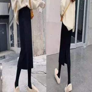 니트골지뒷트임 롱허리 밴딩 모던핏 여성스러운스커트