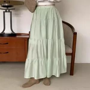 [하프클럽/]여자 티어드 나들이 여성스러운 롱 스커트