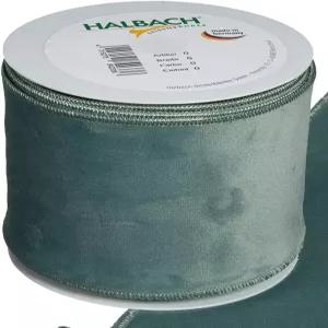 플로러리 웨어하우스 세이지 그린 벨벳 패브릭 리본 폭 4인치 9야드 롤 와이어 엣지