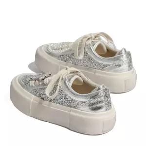 블링 스팽글 굽 진주장식 글리터 신발 실버 운동화 은색 데일리 가벼운 슈즈