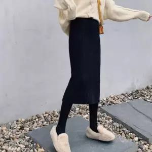 [옷은날개] 여성 허리밴딩 다리길어보이는 니트 롱 스커트 롱치마