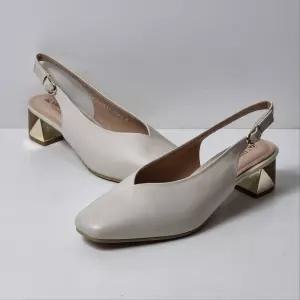 [탠디]120042SB5 여성 브이컷 슬링백 4cm 로우힐 편한 출근 구두