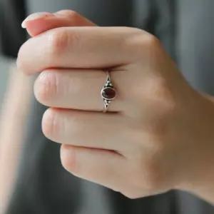 [제이로렌]바이데이지 가넷 탄생석 원석 실버 반지 Br0331