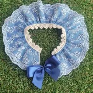 [반려] 패션 1P 케이프 리본 펀칭 스카프 강아지 연청 데님