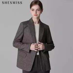 [쉬즈미스][쉬즈미스(SHESMISS)] 울 헤링본 원버튼 재킷 (택가격428000원)